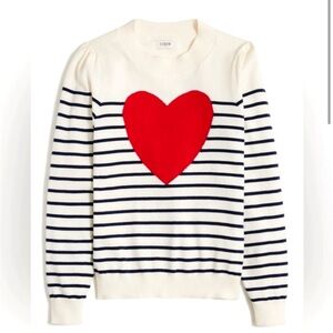 J.Crew heart puff sleeve sweater NWT.